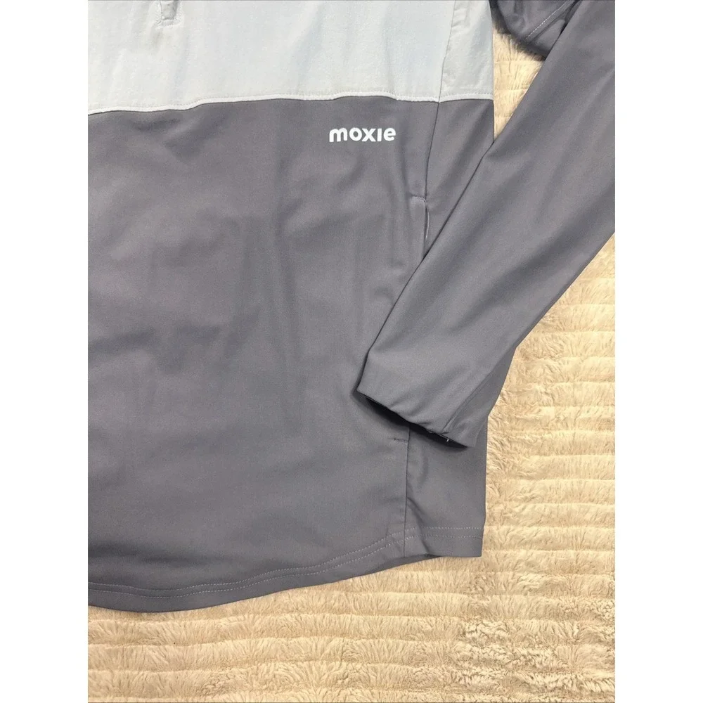Moxie Hooded Windbreaker Pullover Men's S Sky‎ Blue Colorblock Quarter Zip Light